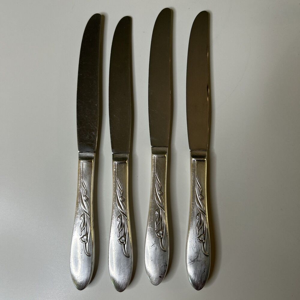 Vintage Stainless Steel Flatware Dinner Knife Knives Set Of 4 lightweight